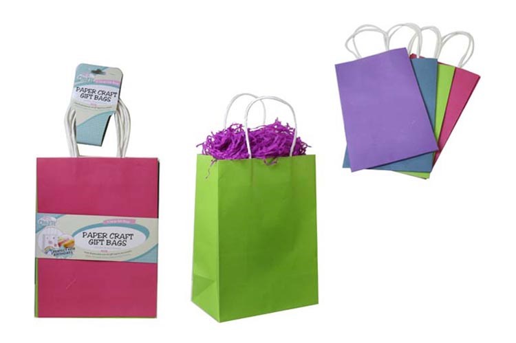 Paper Gift Bags 14.5 x 12 x 7 Cm - Coloured 4 per Pack
